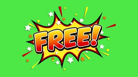 Comic Book &amp;quot;Free&amp;quot; Text Explosion Animation on Green Screen Video stock 335285543