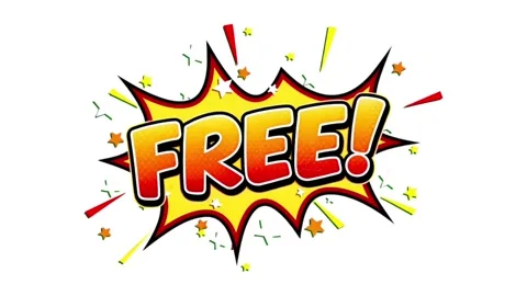 Comic Book &amp;quot;Free&amp;quot; Text Explosion Animation on White Background Vídeos de archivo 335285589