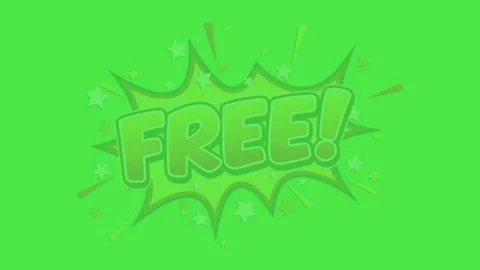 Comic Book &amp;quot;Free&amp;quot; Text Explosion Animation on Green Screen Vídeos de archivo 335285686