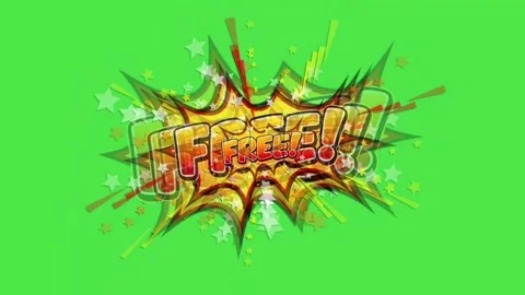 Comic Book &amp;quot;Free&amp;quot; Text Explosion Animation on Green Screen Vídeos de archivo 335285705