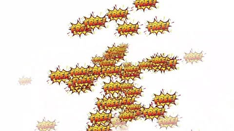 Comic Book &amp;quot;Free&amp;quot; Text Explosion Animation on White Background Vídeos de archivo 335285745