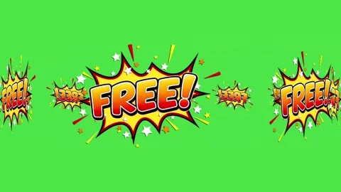Comic Book &amp;quot;Free&amp;quot; Text Explosion Animation on Green Screen Vídeos de archivo 335285797
