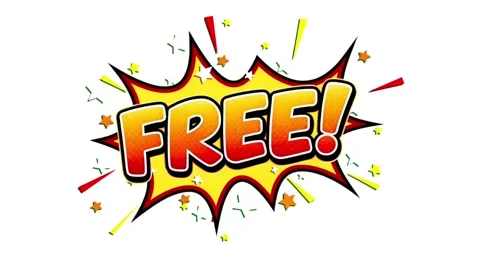 Comic Book &amp;quot;Free&amp;quot; Text Explosion Animation on White Background Stock-Footage 335285799