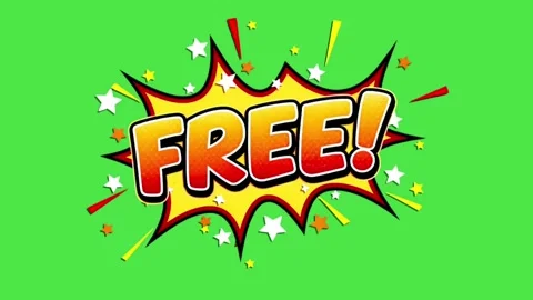 Comic Book &amp;quot;Free&amp;quot; Text Explosion Animation on Green Screen Vídeos de archivo 335285848