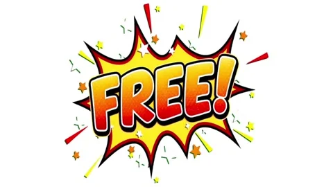 Comic Book &amp;quot;Free&amp;quot; Text Explosion Animation on White Background Vídeos de archivo 335285885