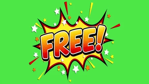 Comic Book &amp;quot;Free&amp;quot; Text Explosion Animation on Green Screen Vídeos de archivo 335285893