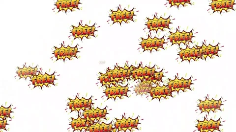 Comic Book &amp;quot;Free&amp;quot; Text Explosion Animation on White Background Vídeos de archivo 335285924