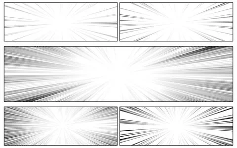 Comic book radial lines collection. Comics background with motion, speed li.. Stock Illustration