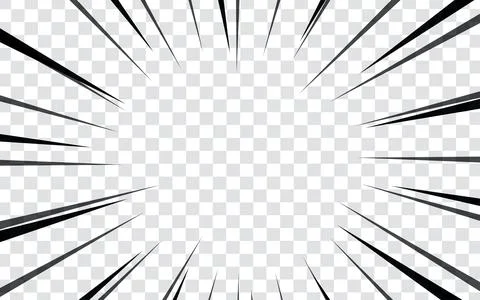 Comic book radial lines on transparent background. Manga speed frames, supe.. Illustrazione stock