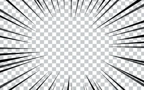 Comic book radial lines on transparent background. Manga speed frames, supe.. Illustrazione stock