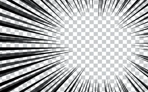 Comic book radial lines on transparent background. Manga speed frames, supe.. 库存插图