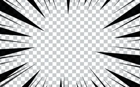 Comic book radial lines on transparent background. Manga speed frames, supe.. Stock Illustration