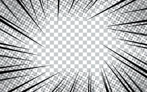 Comic book radial lines on transparent background. Manga speed frames, supe.. Stock Illustration