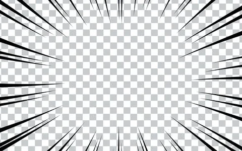 Comic book radial lines on transparent background. Manga speed frames, supe.. Stock Illustration