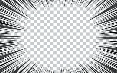 Comic book radial lines on transparent background. Manga speed frames, supe.. イラスト素材