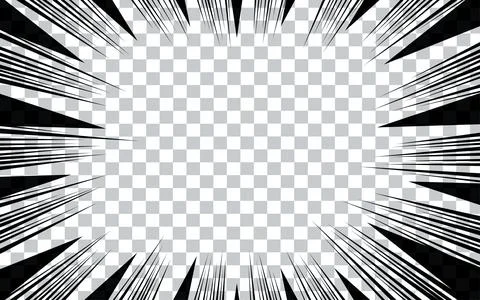 Comic book radial lines on transparent background. Manga speed frames, supe.. Stock Illustration