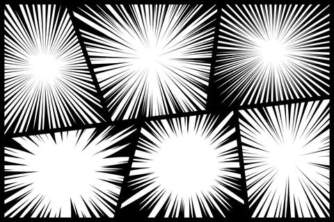 Comic book radial rays, lines. Comics background with motion, speed lines. Pop Illustrazione stock
