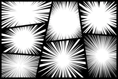 Comic book radial rays, lines. Comics background with motion, speed lines. Pop Illustrazione stock