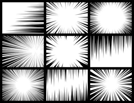 Comic book radial rays, lines. Comics background with motion, speed lines. Pop Illustrazione stock