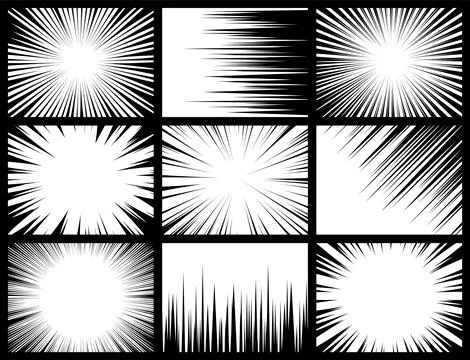Comic book radial rays, lines. Comics background with motion, speed lines. Pop Illustrazione stock