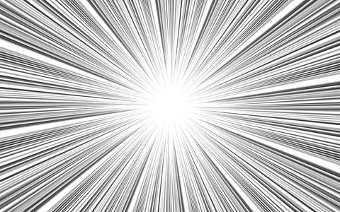 Comic book radial speed lines template. Manga speed frame. Cartoon explosio.. Illustrazione stock