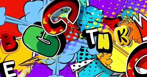 Comic book random retro style letters Stock Footage 171843506