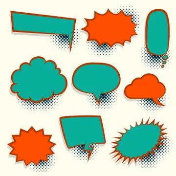 Comic book retro colored empty speech bubble Stock Illustration