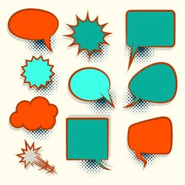 Comic book retro colored empty speech bubble Stock Illustration