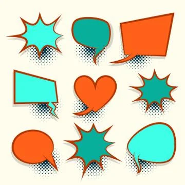 Comic book retro colored empty speech bubble Stock Illustration