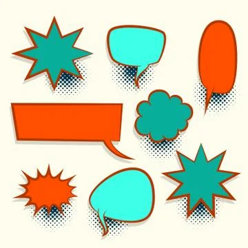 Comic book retro colored empty speech bubble Stock Illustration