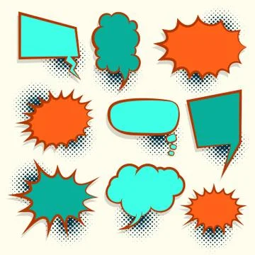 Comic book retro colored empty speech bubble Stock Illustration
