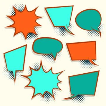 Comic book retro colored empty speech bubble Stock Illustration