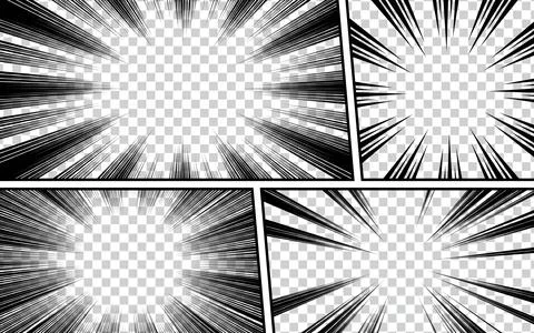 Comic book scenes in various radial and halftone effects. Pop art style bla.. Stock Illustration