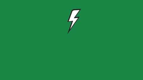 Comic Book Sharp Lightning Bolt Icon 2D Animation on Green Screen Vidéo 336578575