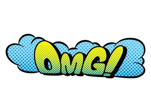 Comic book sound. Colored hand drawn speech bubble. OMG sound chat text effect Illustrazione stock