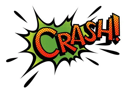 Comic book sound. Colored hand drawn speech bubble. Crash sound chat text effect Illustrazione stock
