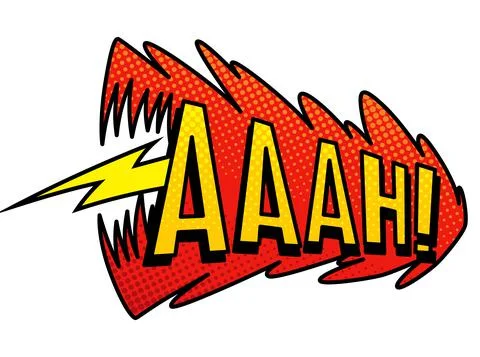 Comic book sound. Colored hand drawn speech bubble. Aaah sound chat text effect Stock Illustration