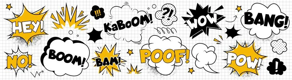 Comic book sound effects set Stock Illustration