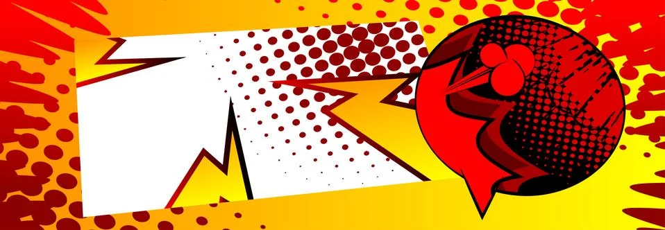 Comic book speech bubble with abstract colorful pattern. Talk icon. Cartoon d Illustrazione stock