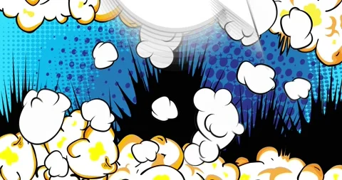 Comic Book Speech Bubble Blue Background Clouds Stock Footage 167528885