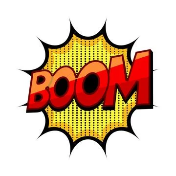 Comic book speech bubble displaying boom text effect Stock Illustration