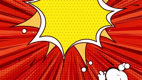 Comic book speech bubble exploding on red halftone background Stock Footage 290403821