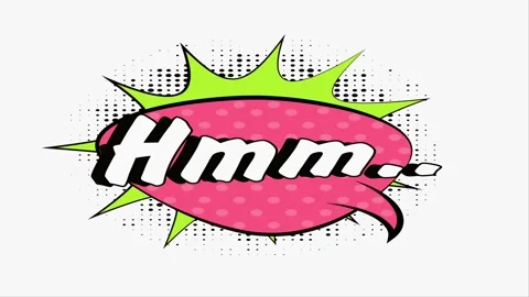Comic book speech bubble with Hmm text animation on a white background Stock Footage 346724681
