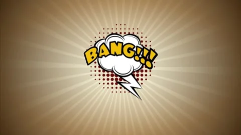 Comic book speech bubble with lightning bolt on a sunburst background Vídeo Stock 346845436
