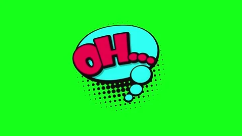 Comic book speech bubble with Oh text animation on a green screen background Stockbeeldmateriaal 346724684