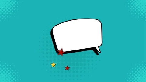 Comic book speech bubble with stars on a blue halftone background Stock Footage 346846667