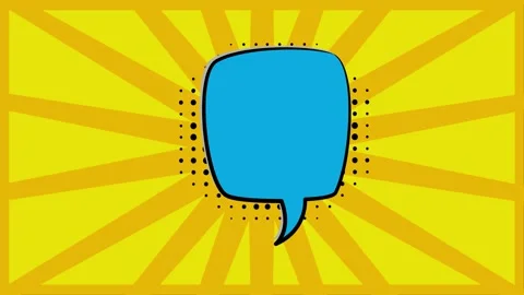 Comic book speech bubble with yellow sunburst background for text Vídeo Stock 346846958