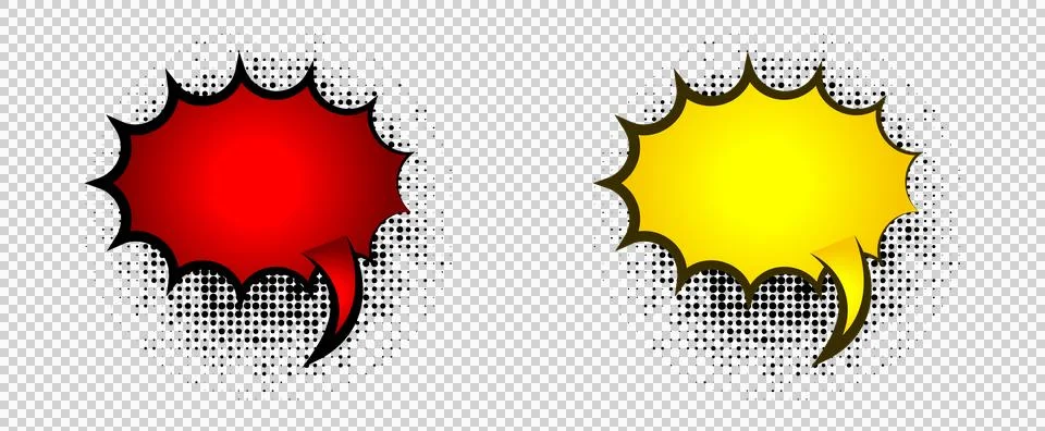 Comic book speech bubbles in red and yellow with halftone effects for text .. Stock Illustration