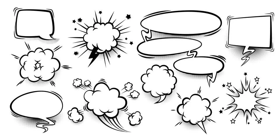 Comic book speech bubbles with sound effect Stock Illustration