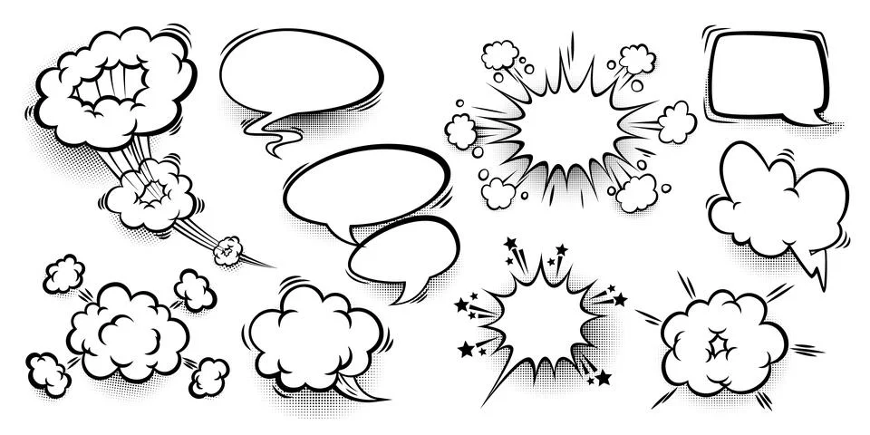 Comic book speech bubbles with sound effect Stockillustratie